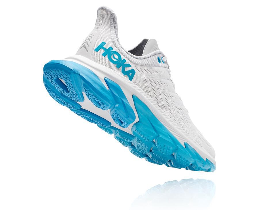 Running Shoes Mens - Hoka One One Clifton Edge - White/Blue - HJZAINE-98